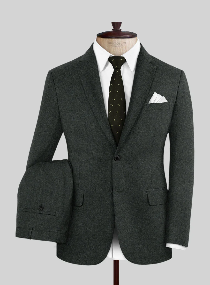Italian Turna Dark Green Flannel Suit
