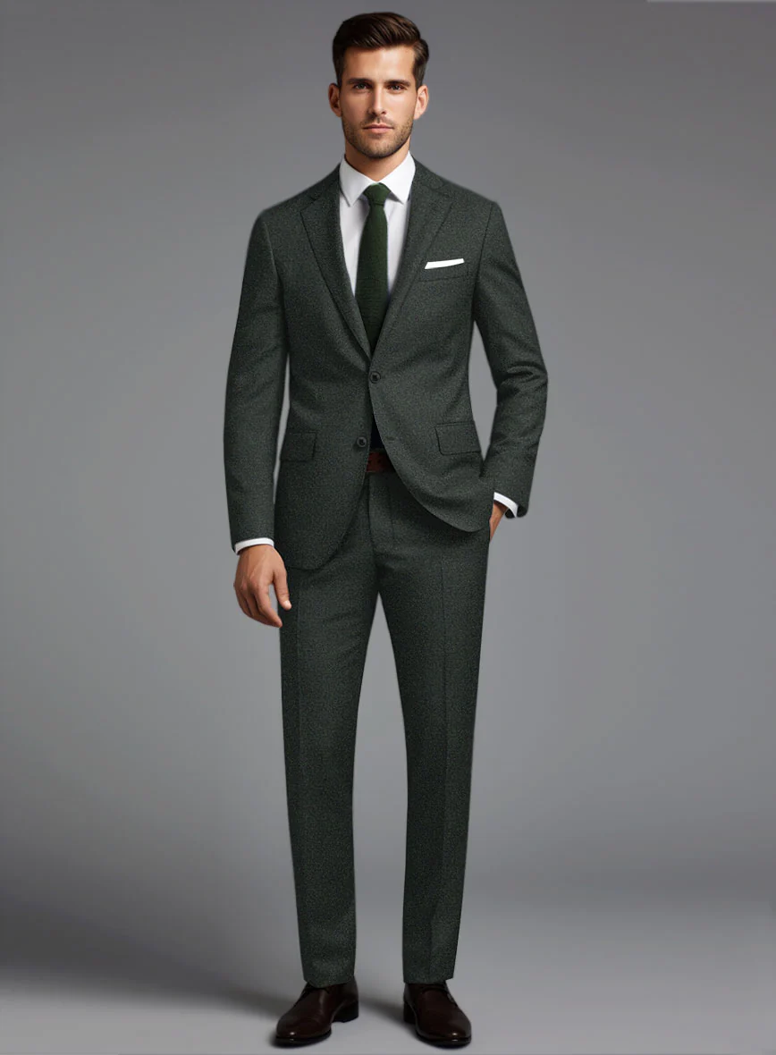 Italian Turna Dark Green Flannel Suit - Image 2