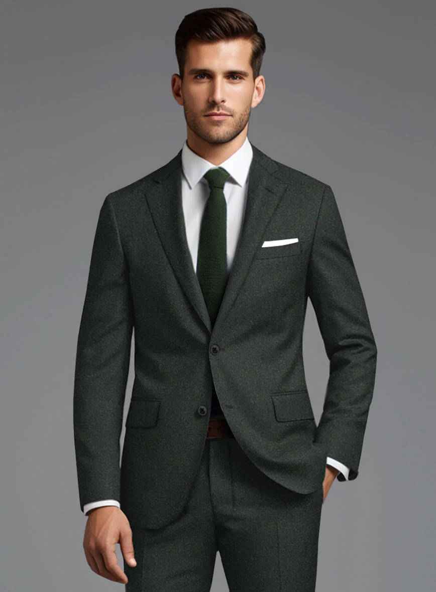 Italian Turna Dark Green Flannel Suit - Image 4