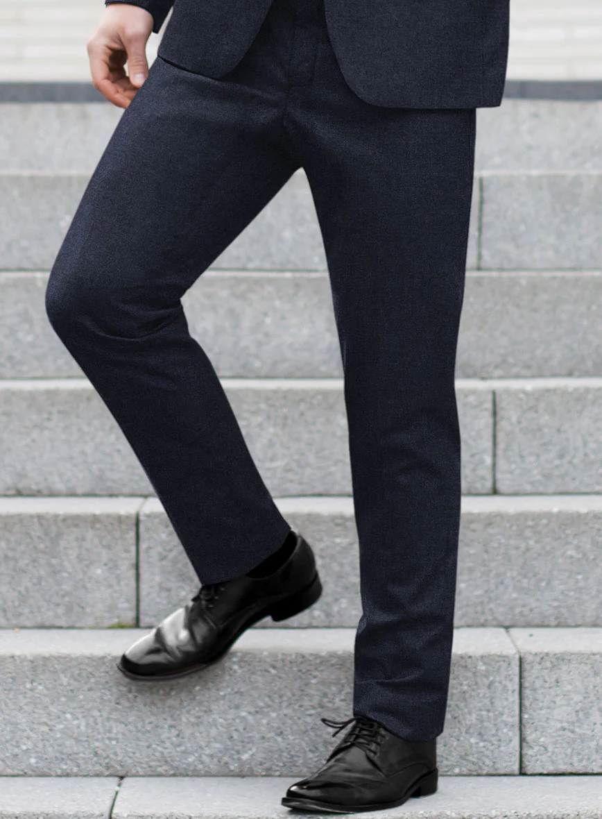 Italian Turna Dark Navy Flannel Pants - Image 2