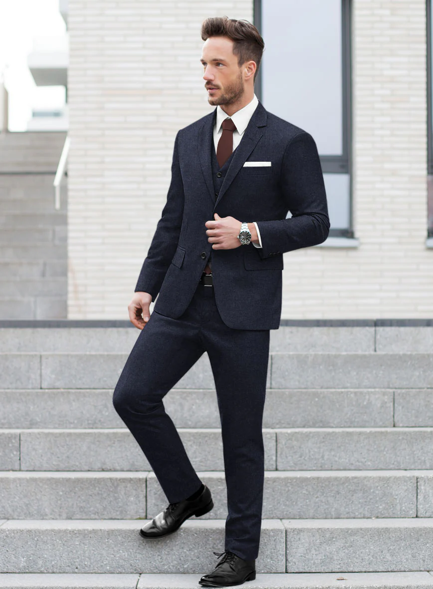 Italian Turna Dark Navy Flannel Suit - Image 2