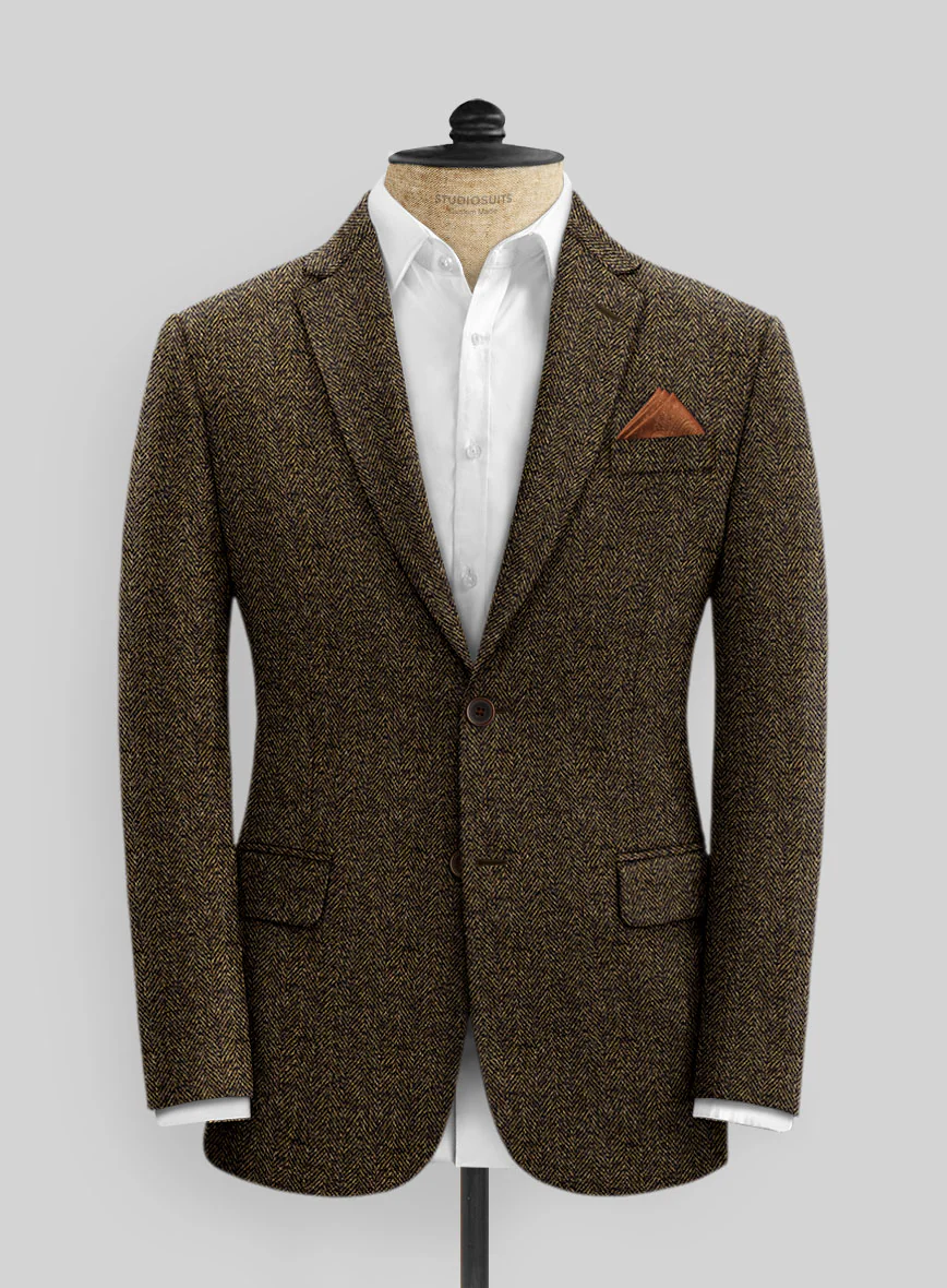 Italian Tweed Herringbone Timoteo Jacket - Image 3