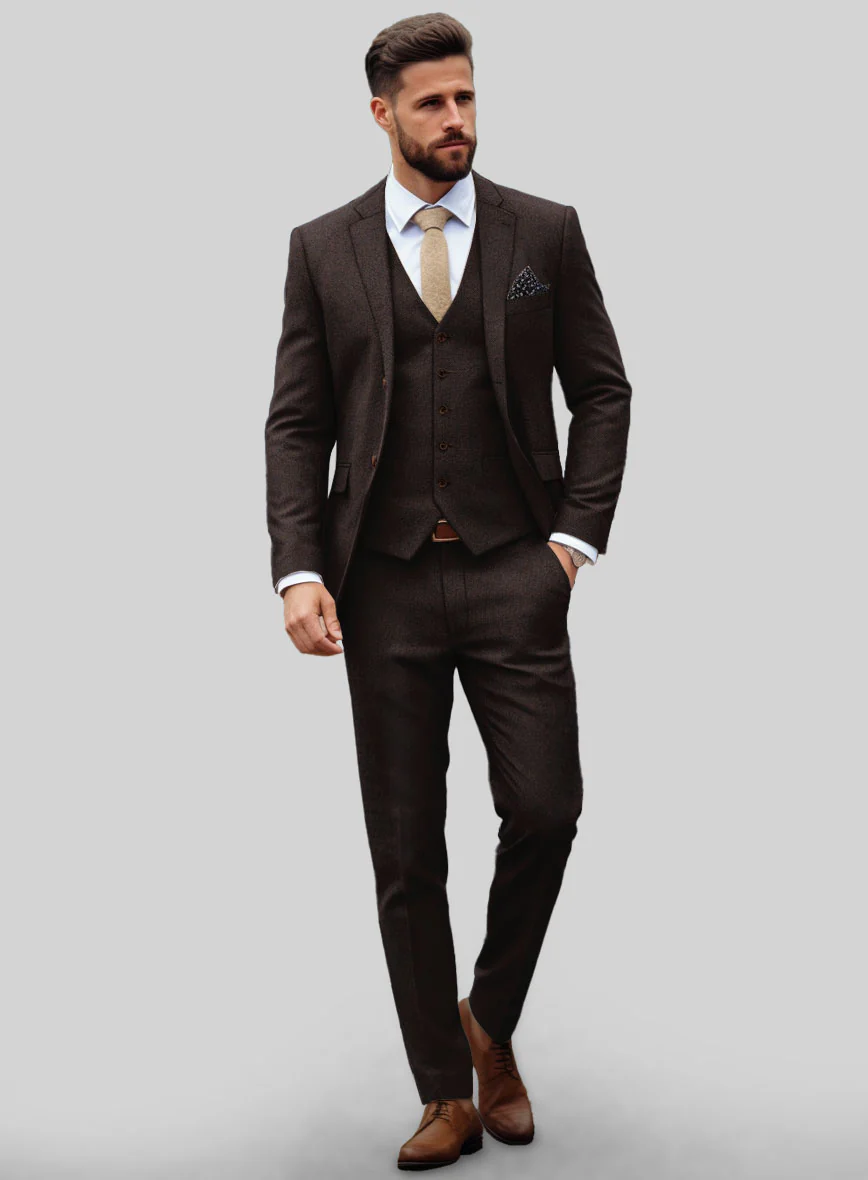 Italian Tweed Herringbone Urbano Suit - Image 2