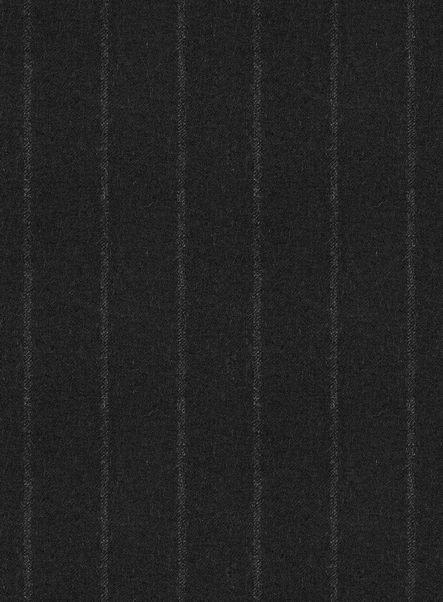 Italian Uben Black Chalkstripe Flannel Suit - Image 7
