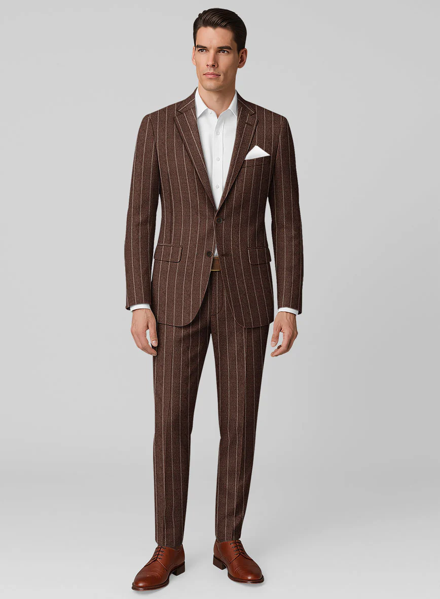 Italian Walnut Rope Stripe Tweed Suit