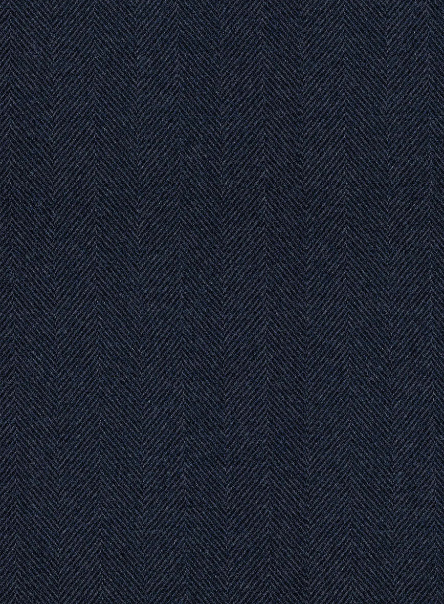 Italian Wide Herringbone Blue Tweed Pants - Image 3