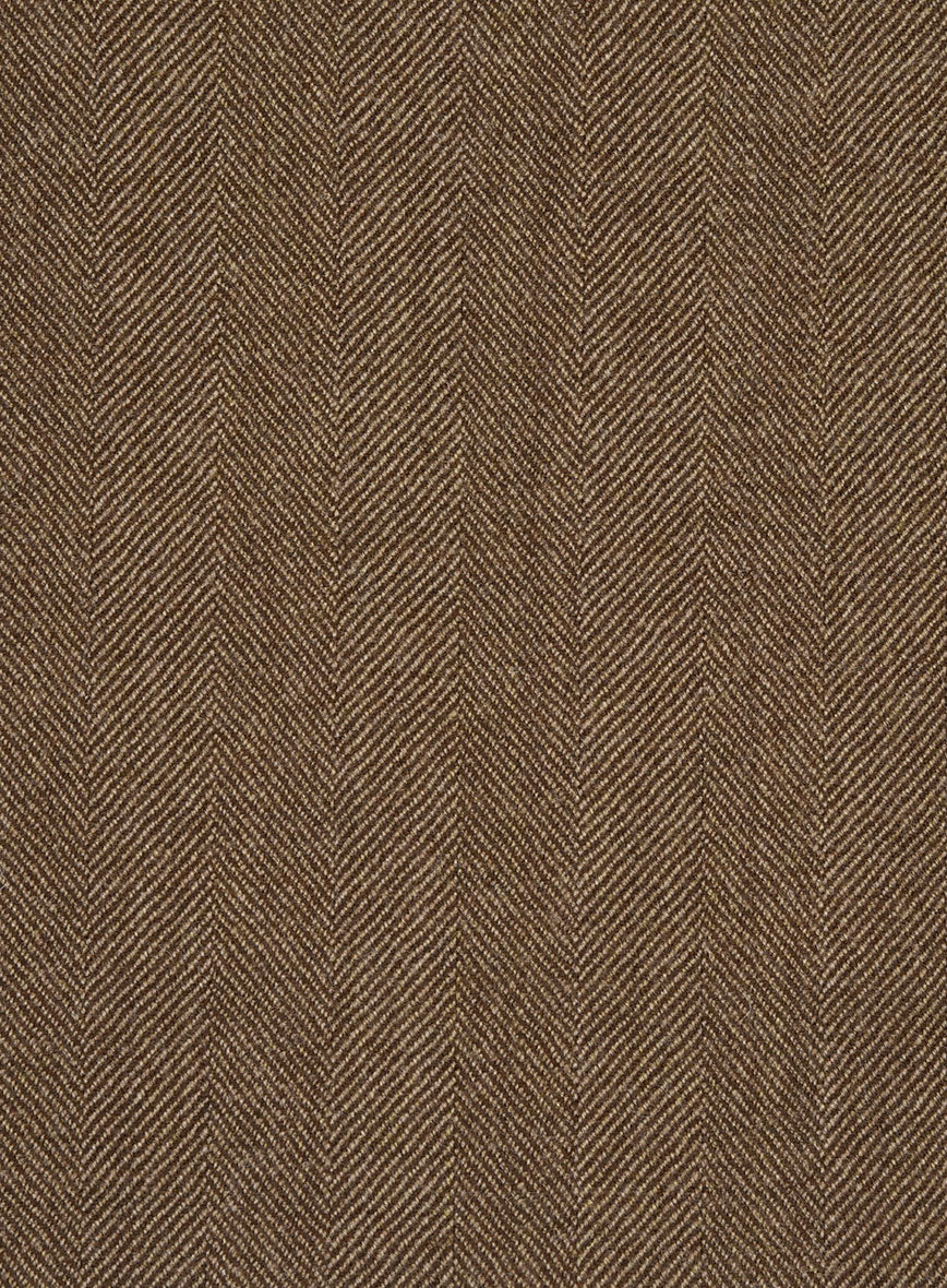 Italian Wide Herringbone Brown Tweed Pants - Image 3
