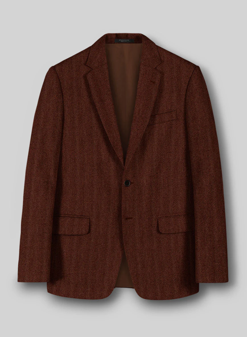 Italian Wide Herringbone Brunette Tweed Jacket