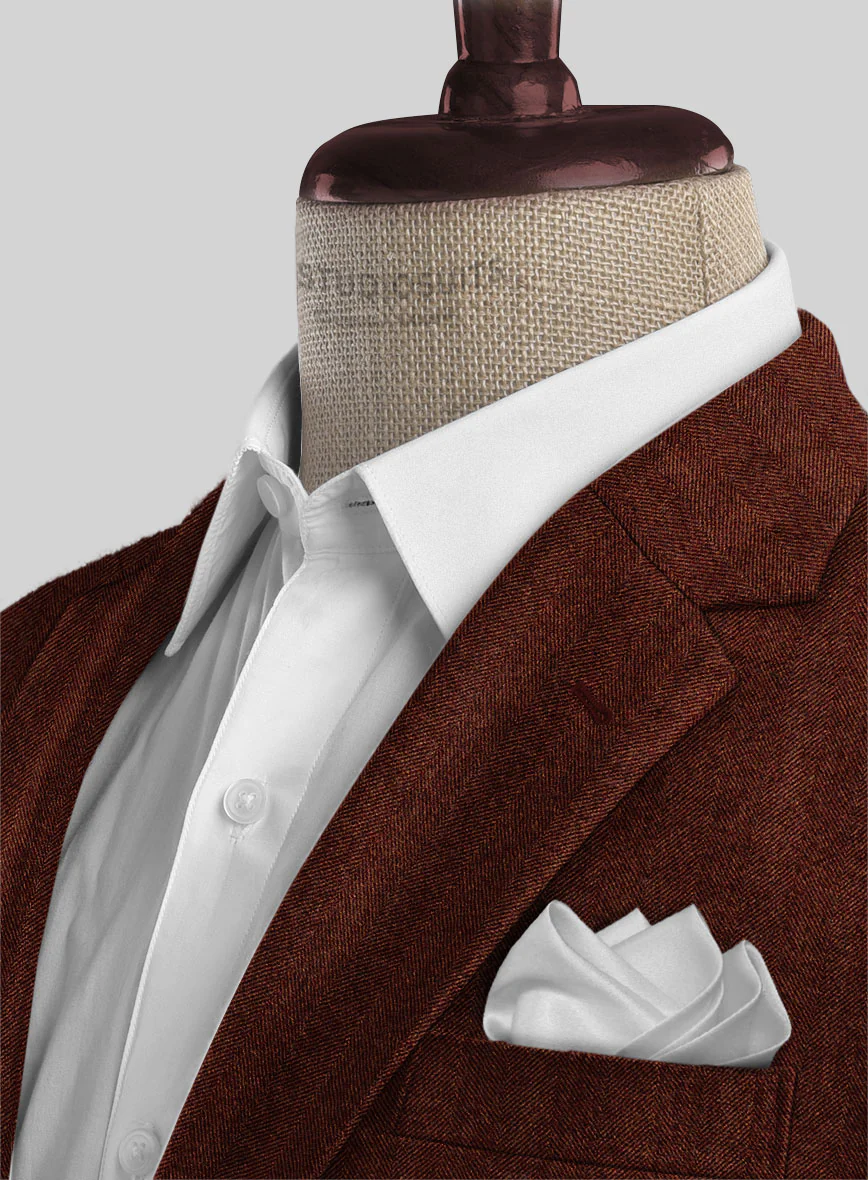 Italian Wide Herringbone Brunette Tweed Jacket - Image 3
