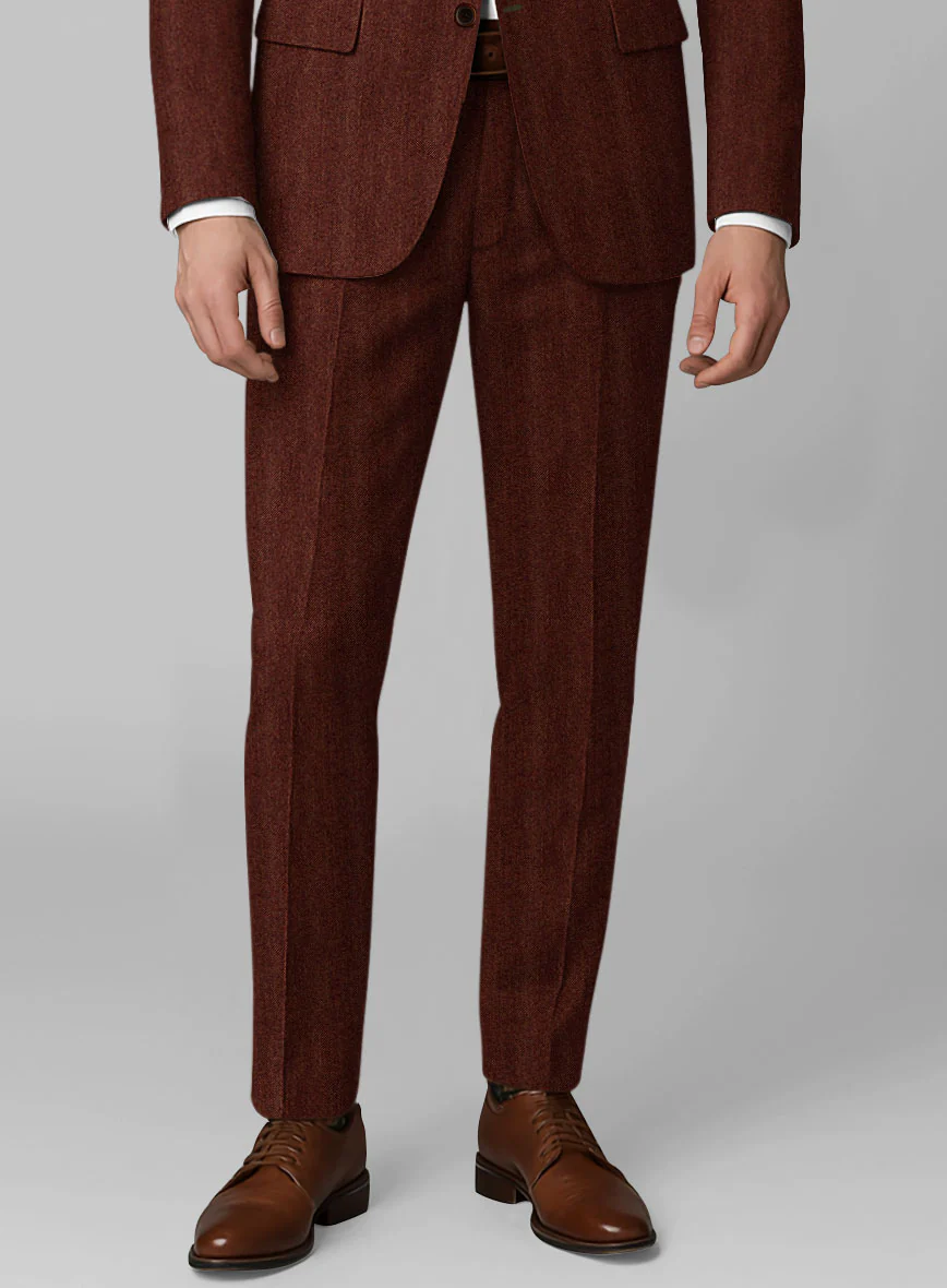 Italian Wide Herringbone Brunette Tweed Suit - Image 7