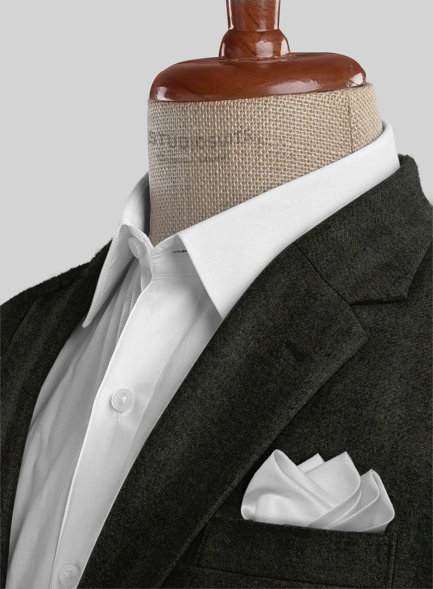 Italian Wide Herringbone Dark Green Tweed Suit - Image 5