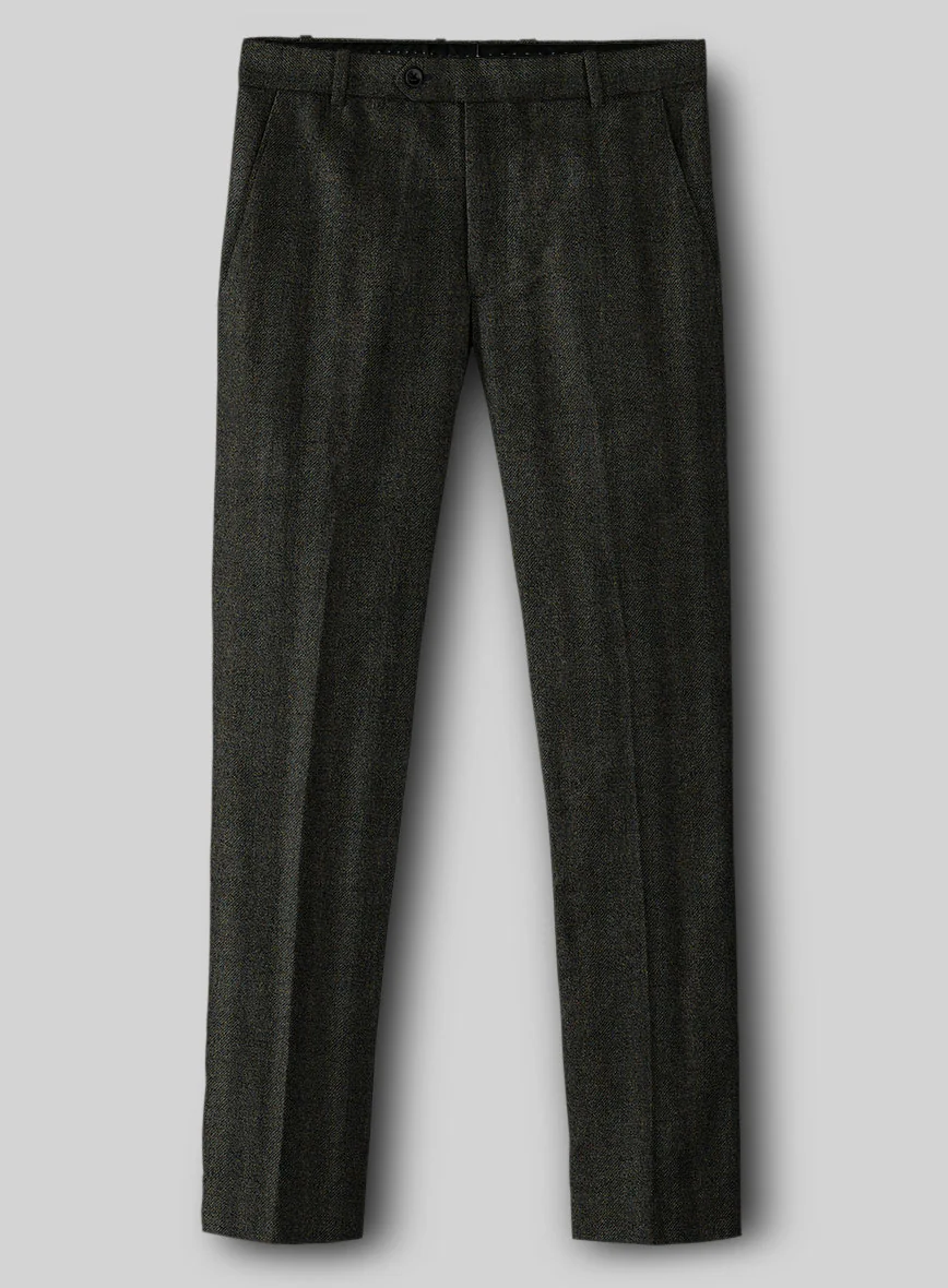 Italian Wide Herringbone Dark Green Tweed Suit - Image 6