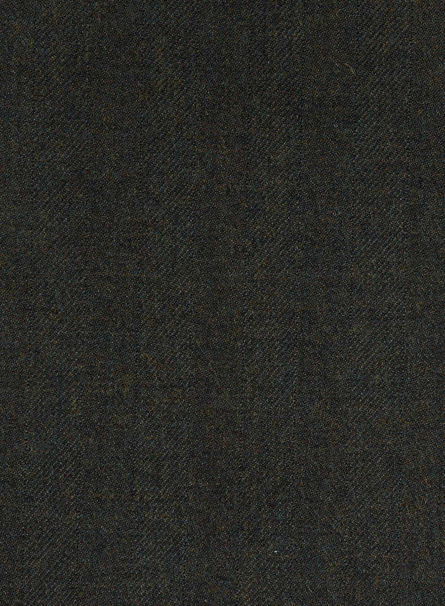 Italian Wide Herringbone Dark Green Tweed Suit - Image 8