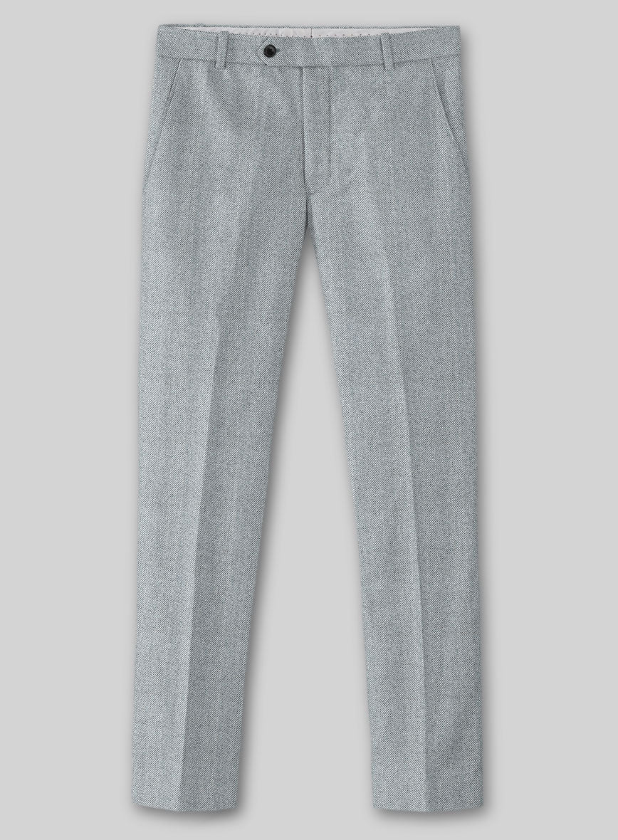 Italian Wide Herringbone Light Blue Tweed Suit - Image 5