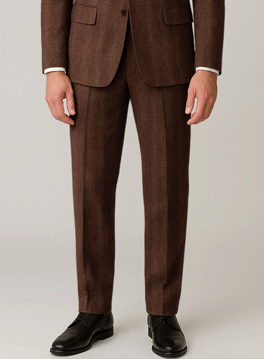 Italian Wide Herringbone Rust Tweed Suit - Image 7