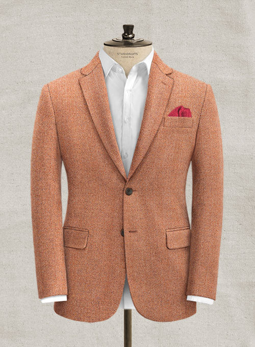 Italian Wide Herringbone Sea Orange Tweed Jacket