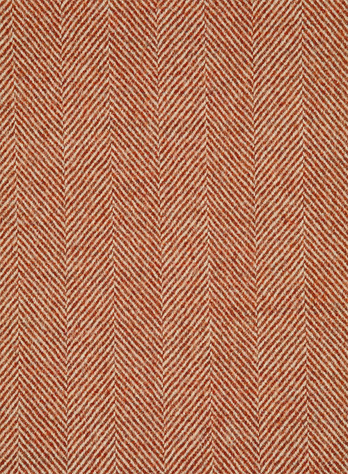 Italian Wide Herringbone Sea Orange Tweed Jacket - Image 2