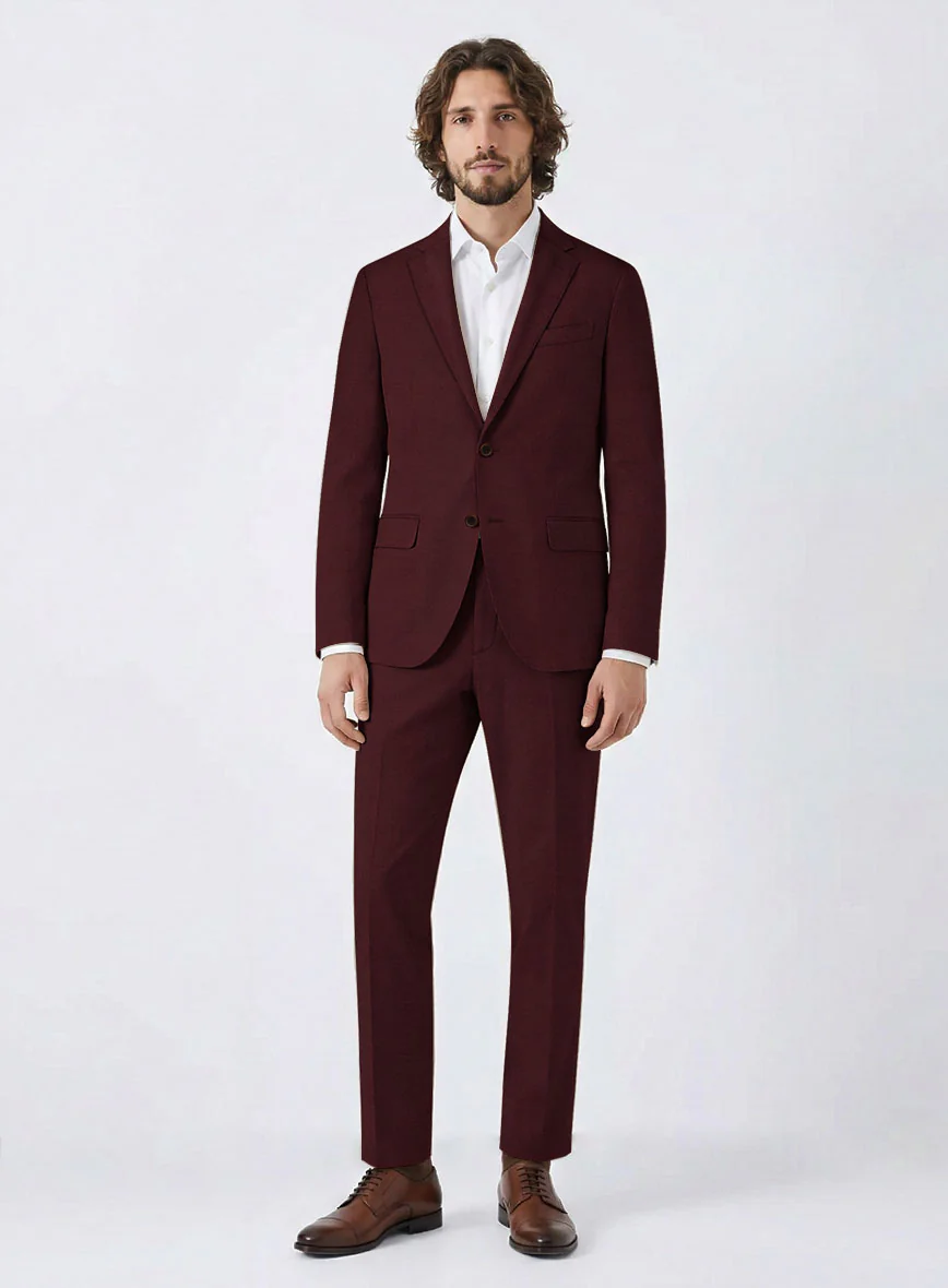 Italian Wine Cotton Stretch Suit
