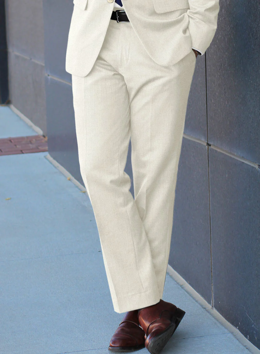 Italian Wool Cashmere Ivory Pants - Image 2