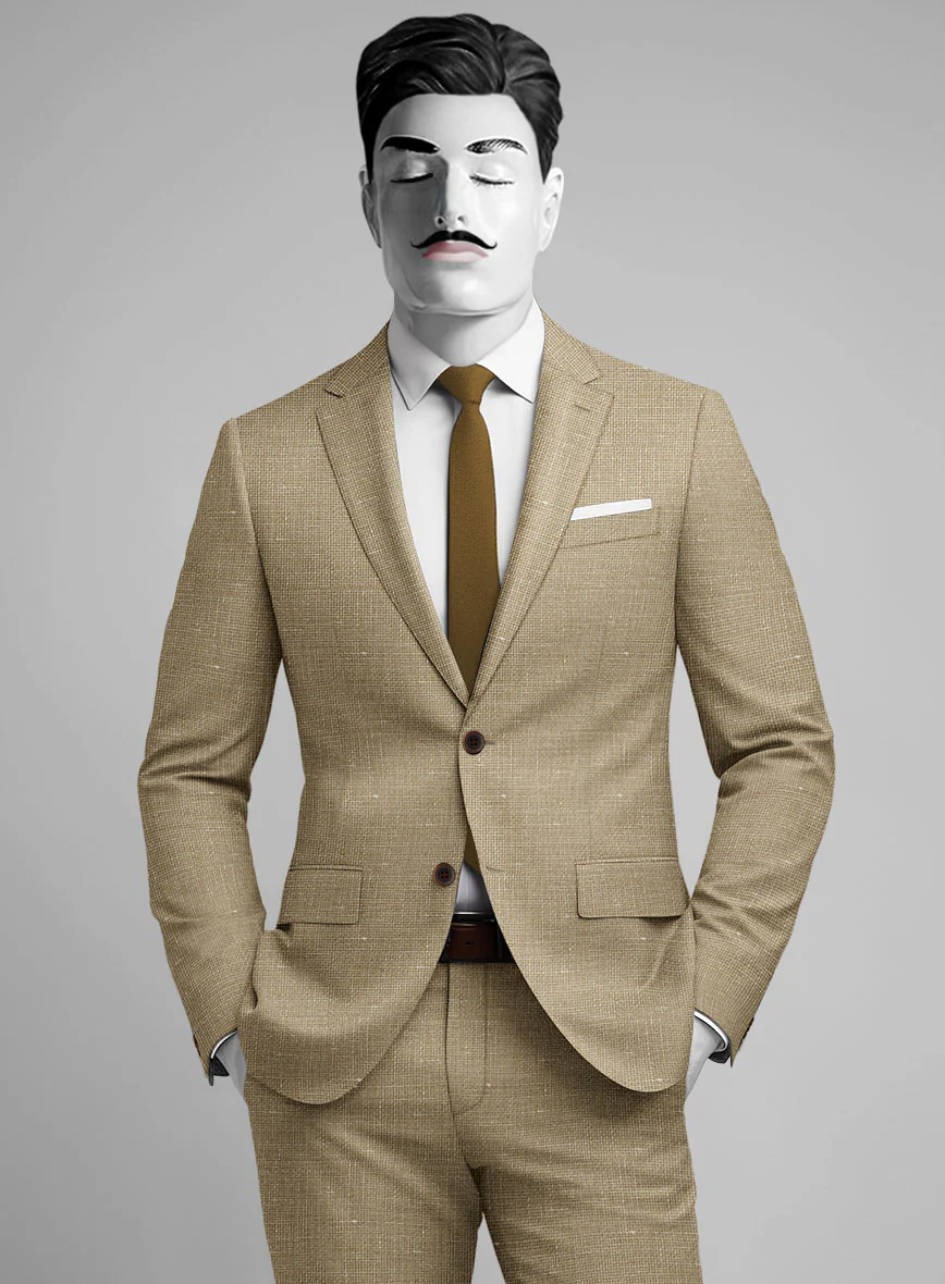 Italian Wool Linen Basket Weave Inol Suit - Image 3