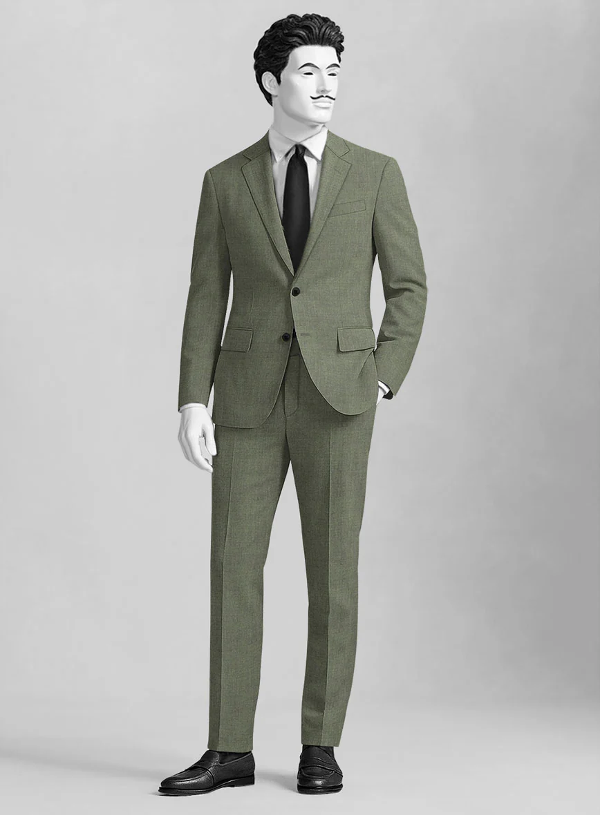 Italian Wool Silk Oliveno Suit