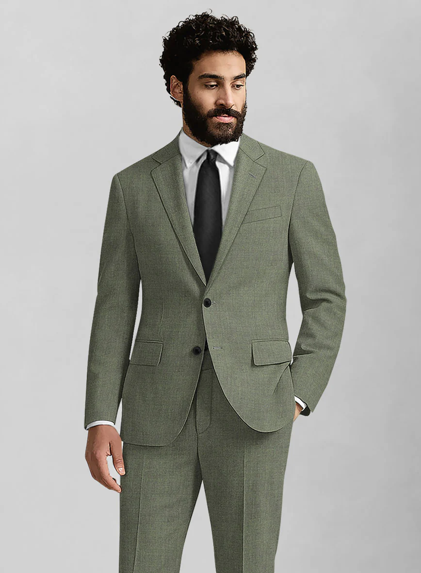 Italian Wool Silk Oliveno Suit - Image 3