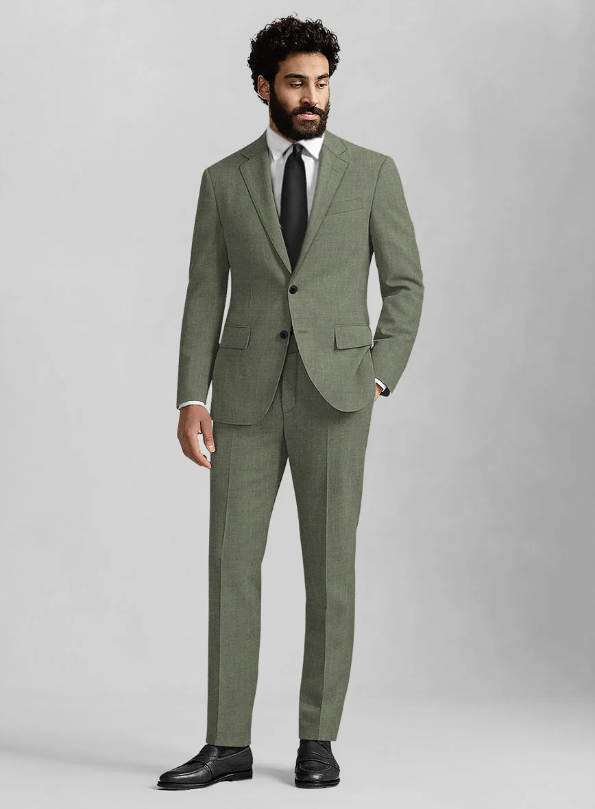 Italian Wool Silk Oliveno Suit - Image 6
