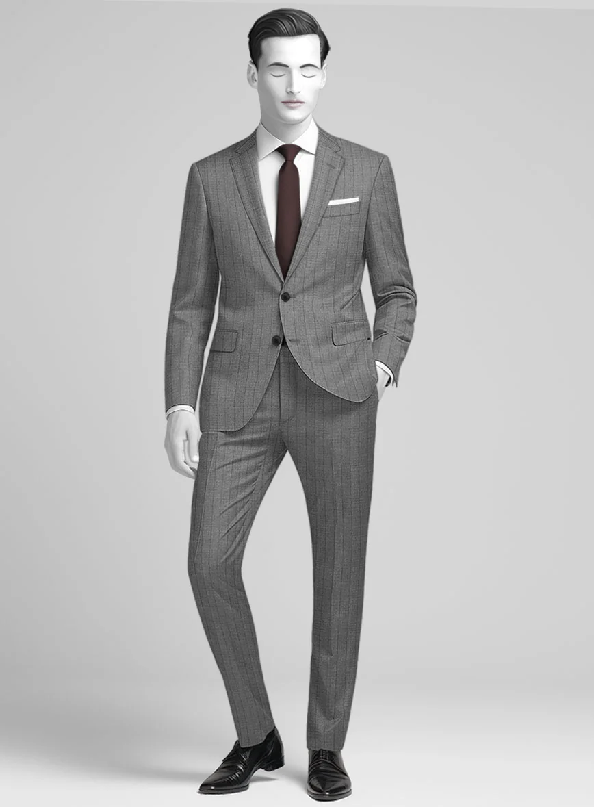 Italian Wool Slate Band Suit