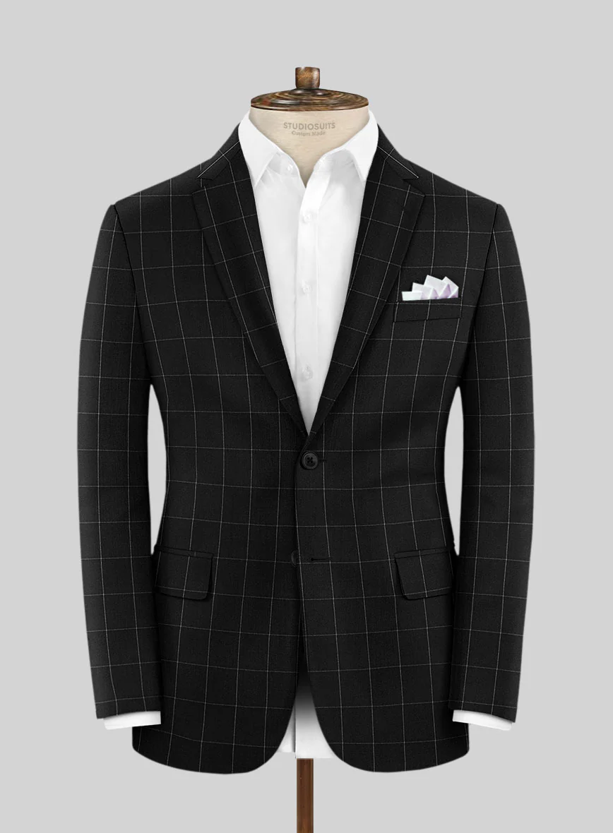 Italian Zergi Black Windowpane Flannel Jacket