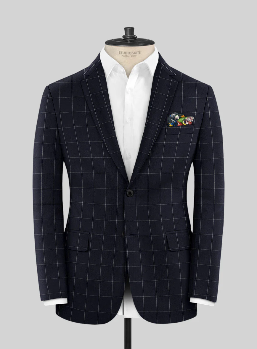 Italian Zergi Blue Windowpane Flannel Jacket