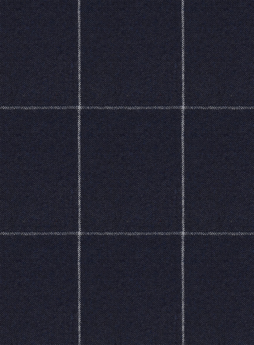 Italian Zergi Blue Windowpane Flannel Pants - Image 3