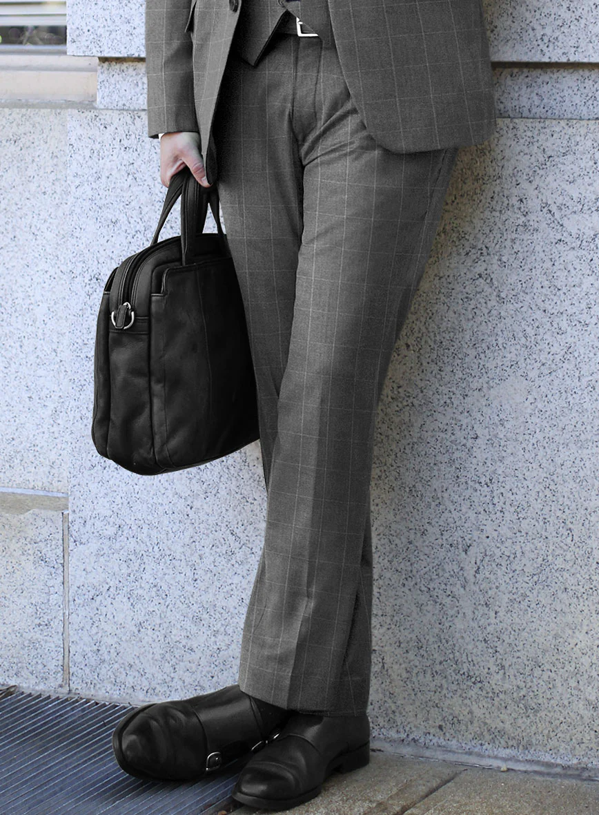 Italian Zergi Gray Windowpane Flannel Suit - Image 5