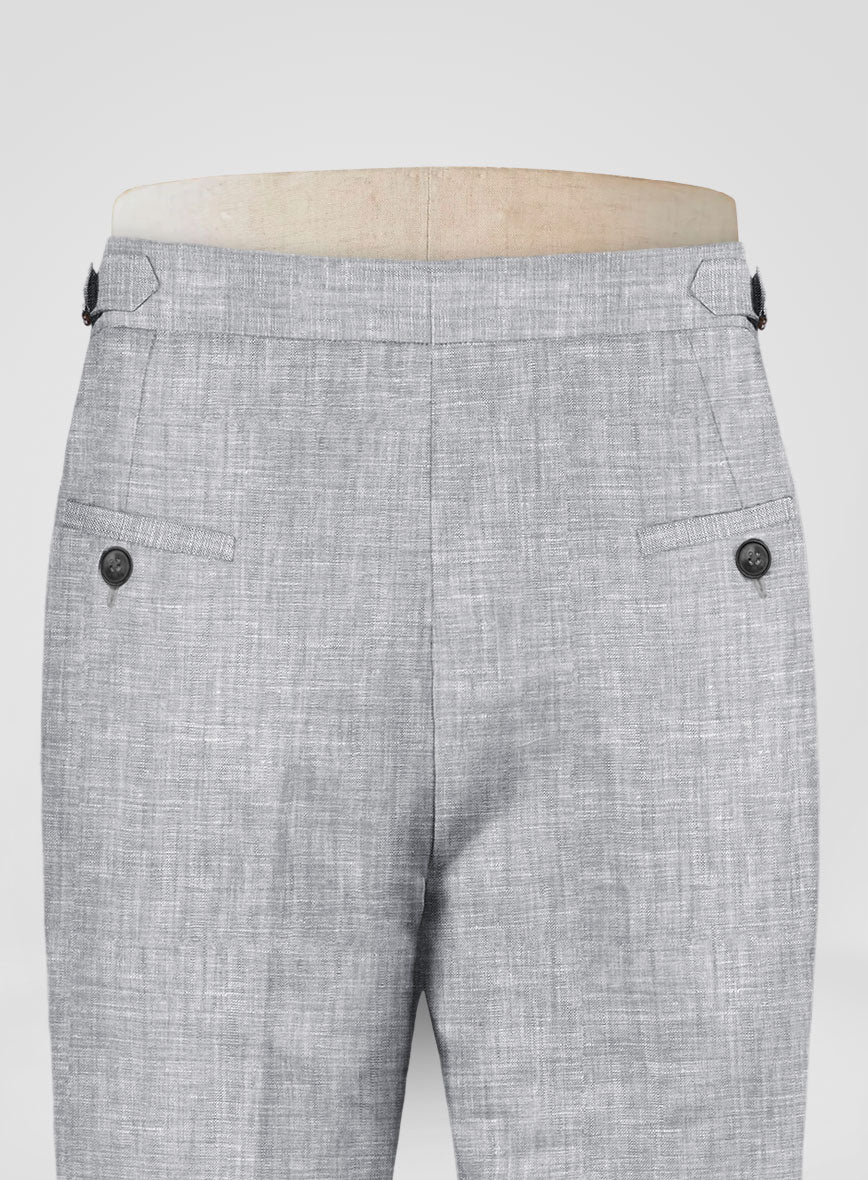 Italian Zod Light Gray Linen Highland Trousers - Image 6