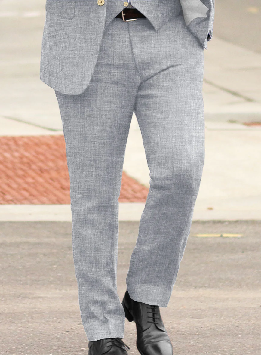 Italian Zod Light Gray Linen Pants - Image 3