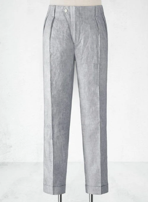 Italian Zod Light Gray Vintage Manny Linen Trousers