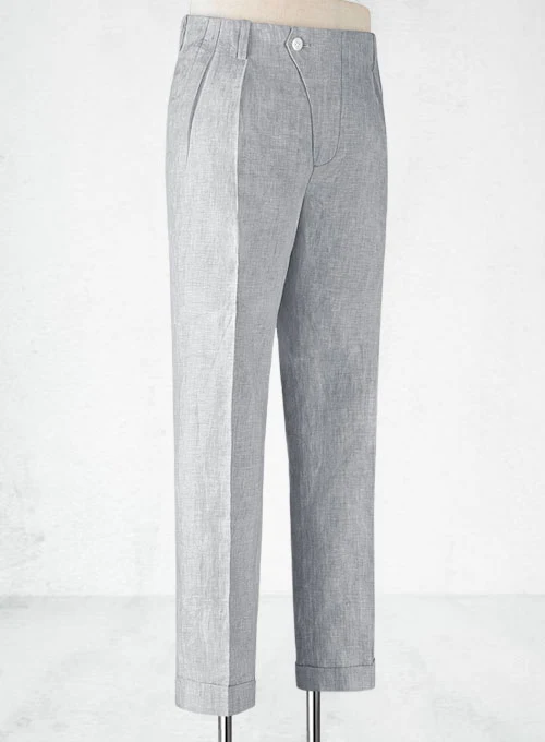 Italian Zod Light Gray Vintage Manny Linen Trousers - Image 2