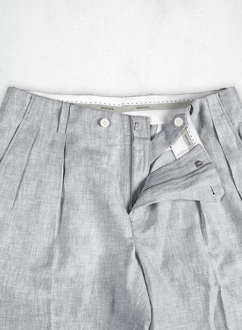 Italian Zod Light Gray Vintage Manny Linen Trousers - Image 6
