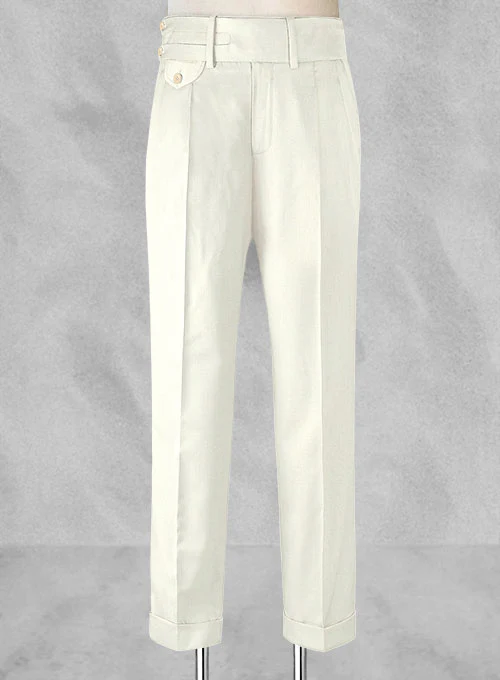 Ivory Double Gurkha Wool Trousers