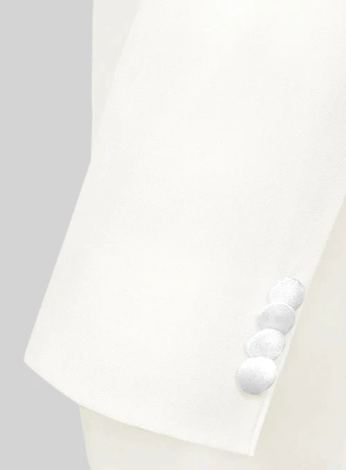 Ivory Wool Tuxedo Jacket - Satin Lapel - Image 4