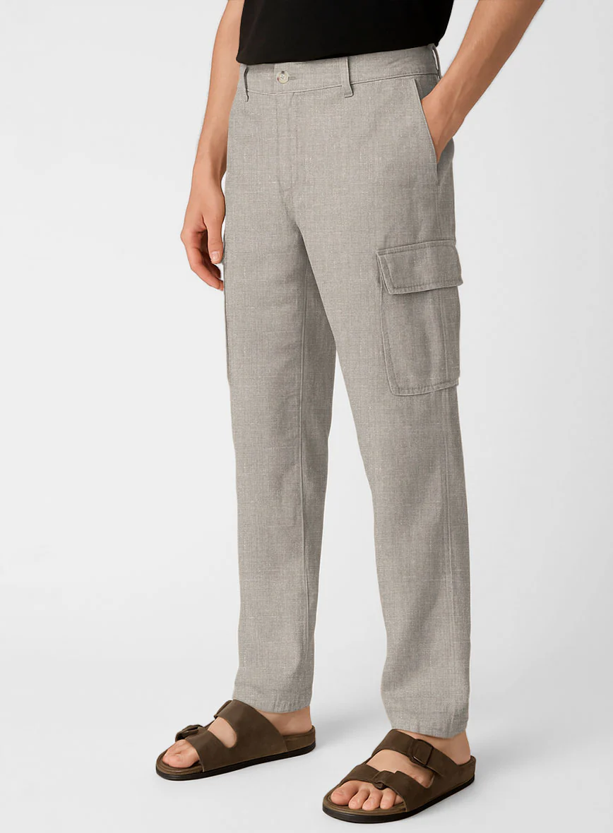 Ivy Beige Linen Cargo Pants