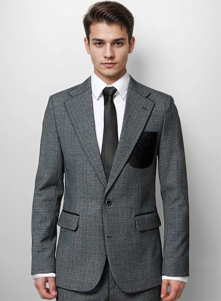 Jacket with Leather Pocket Patch