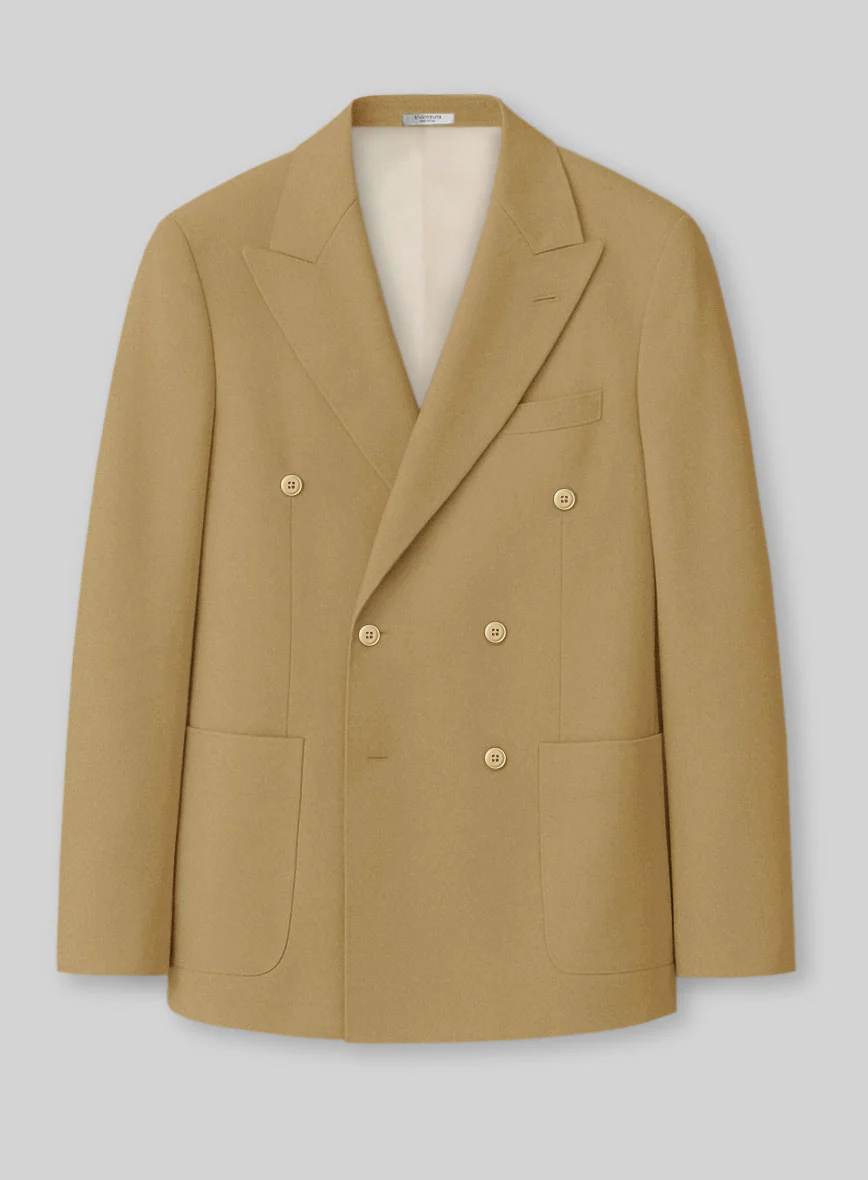 Khaki Stretch Chino Double Breasted Jacket