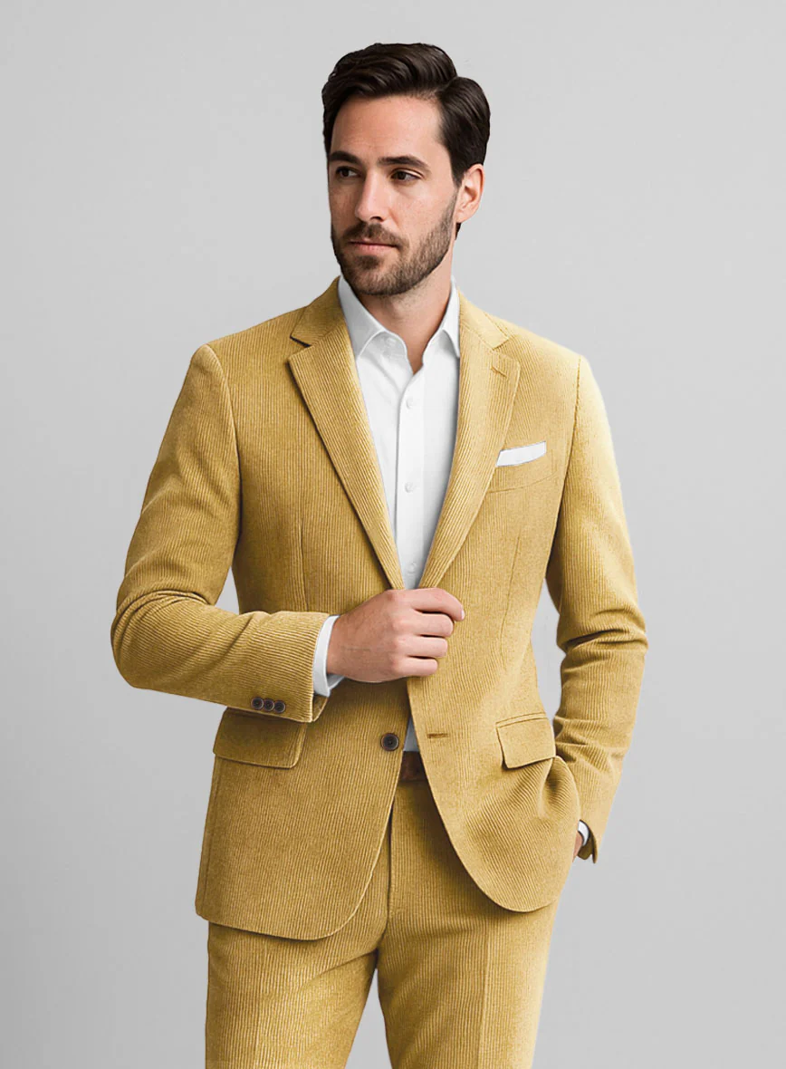 Khaki Stretch Pin Corduroy Jacket - Image 2