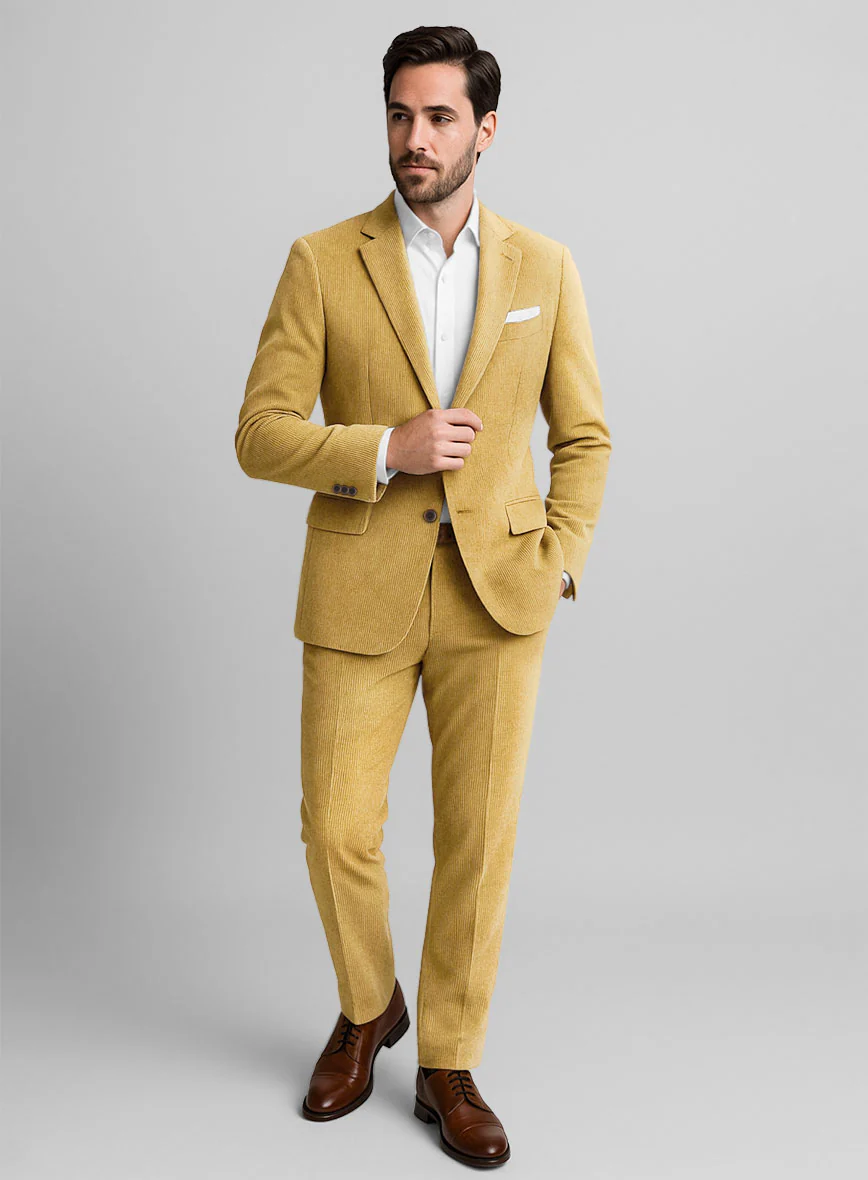 Khaki Stretch Pin Corduroy Suit