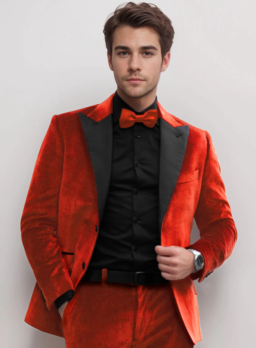 Kingsman Orange Velvet Tuxedo Suit - Image 4