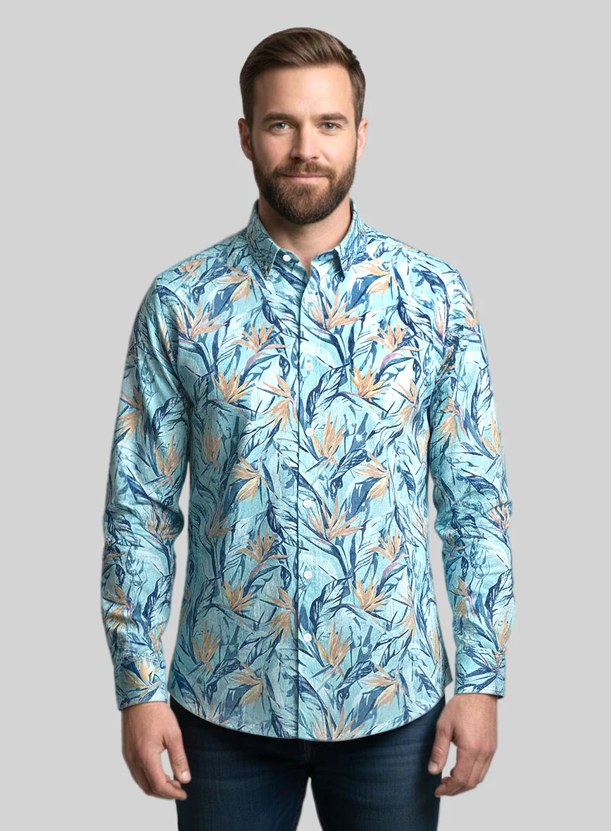Lagoon Bloom Cotton Shirt