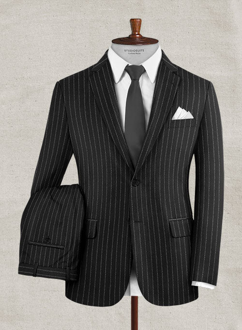 Lanificio Zegna Delice Black Stripe Wool Suit