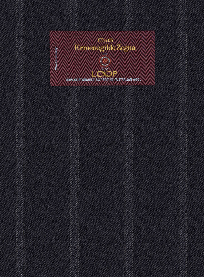 Lanificio Zegna Loop Dovana Blue Stripe Wool Pants - Image 3