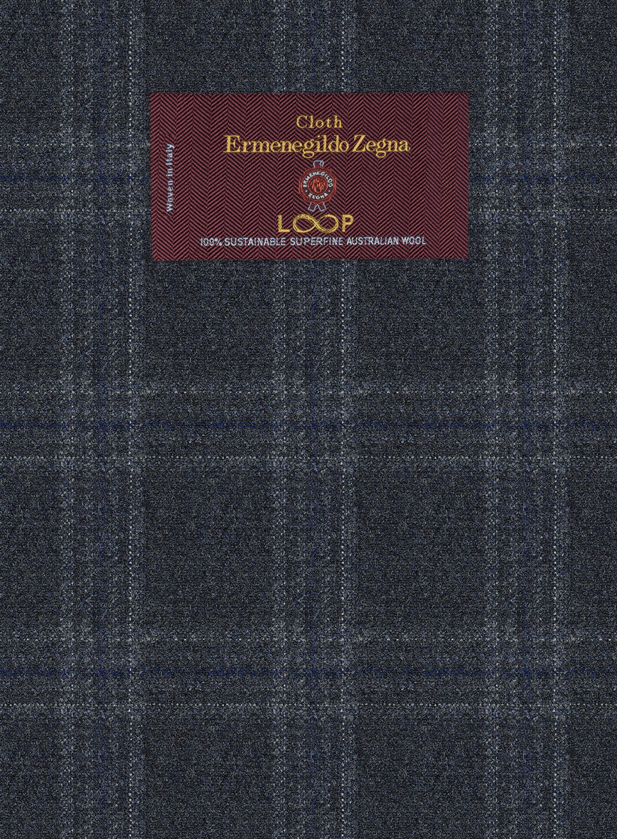 Lanificio Zegna Loop Verone Blue Checks Wool Pants - Image 2
