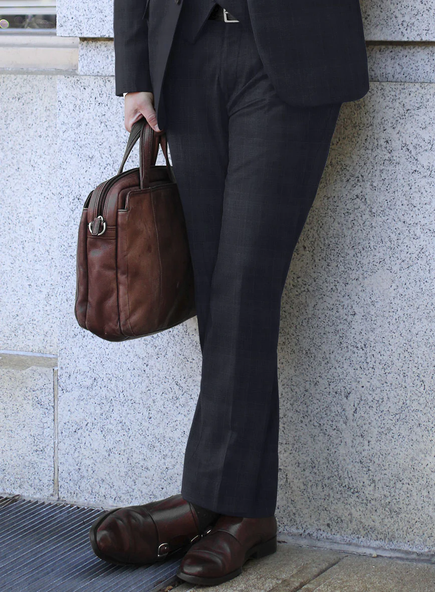 Lanificio Zegna Traveller Mence Blue Checks Wool Pants - Image 2
